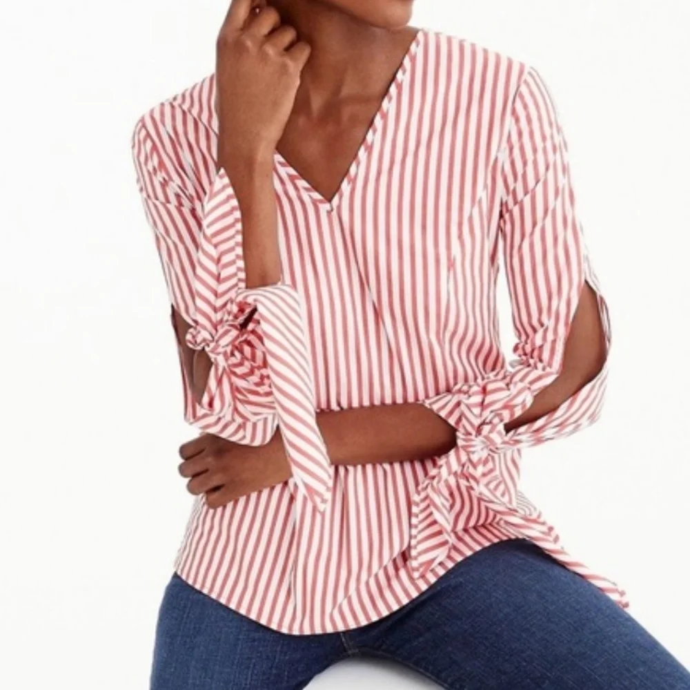 J. Crew x Universal Standart Poplin Striped Shirt Tie Cuffs